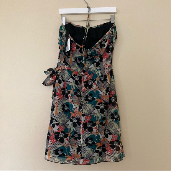 Anna Sui / silk floral bird print strapless-halter dress - Picture 5 of 16